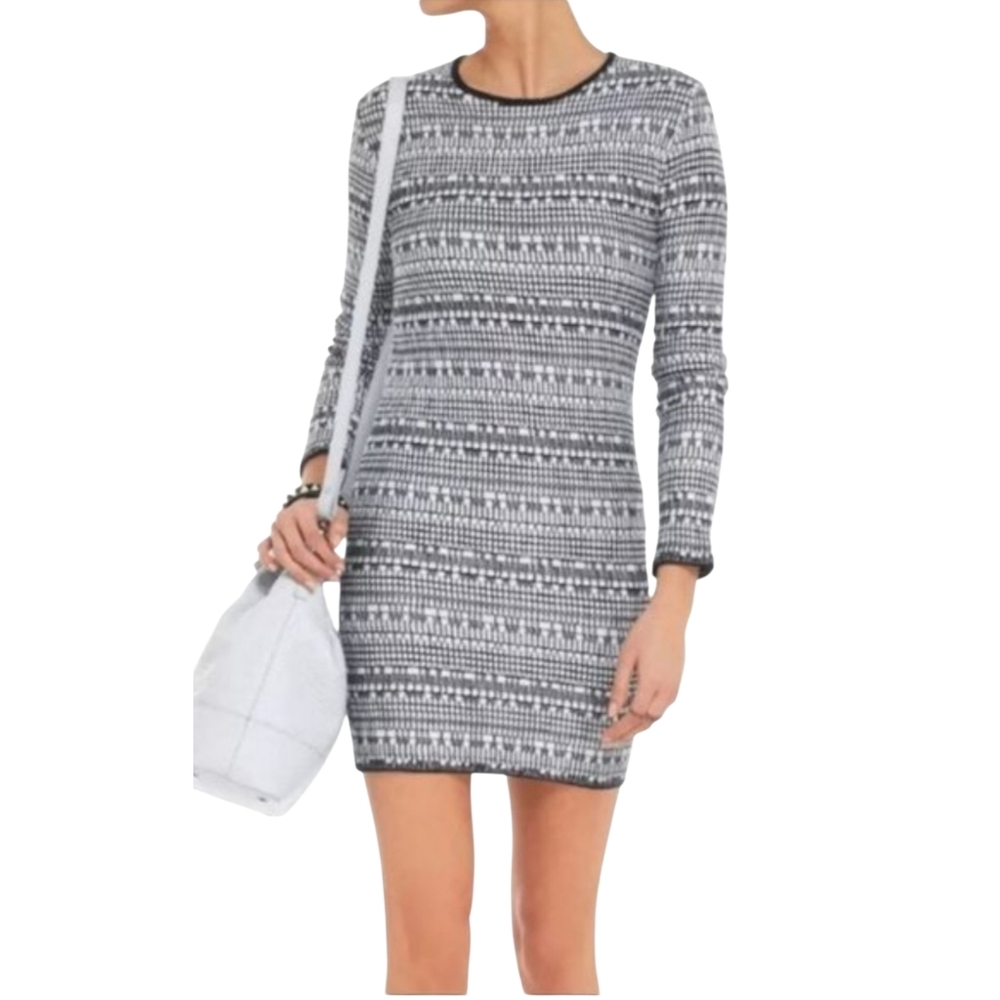 Helmut Lang Black &‎ White Textured Shift Dress Size Small